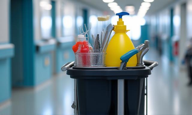 Industrial modular cleaning cart with buckets