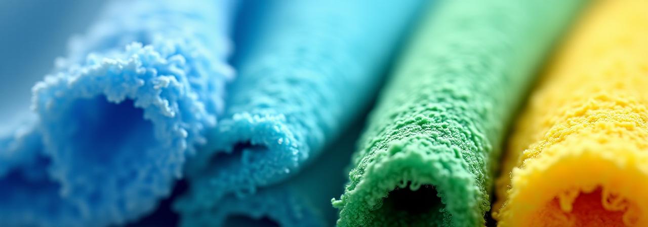 Close up of high-quality colorful microfiber textures
